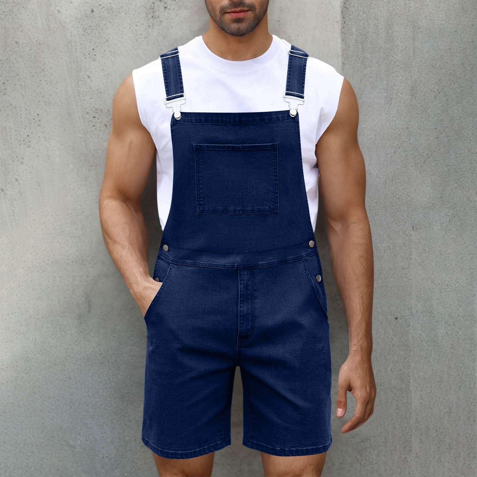Herren Denim Latzshorts mit Taschen