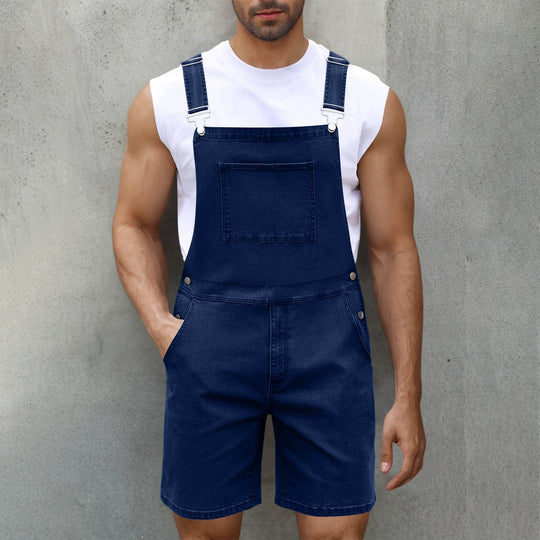 Herren Denim Latzshorts mit Taschen