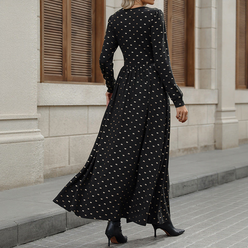 Damen Elegantes Maxi-Wickelkleid mit Spitzenbesatz, hohem Brustbund und gerafftem Volumenrock Shop Nory