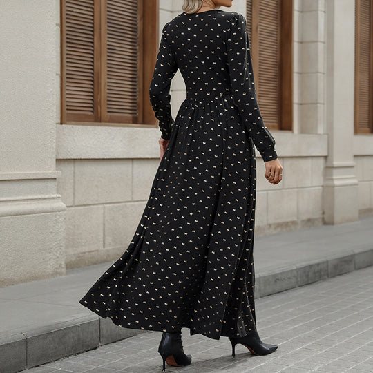 Damen Elegantes Maxi-Wickelkleid mit Spitzenbesatz, hohem Brustbund und gerafftem Volumenrock Shop Nory