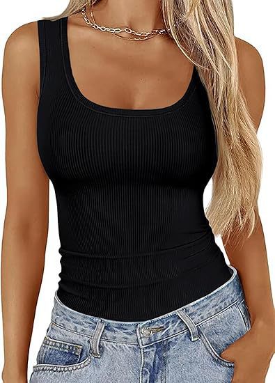 Damen Körperbetontes Oberteil mit breiten Trägern und geripptem Design