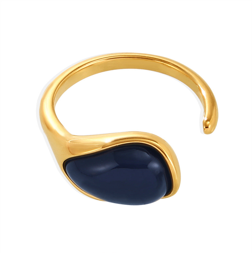 Damenring mit modernem, geschwungenem Design aus Titanstahl und Harz Shop Nory