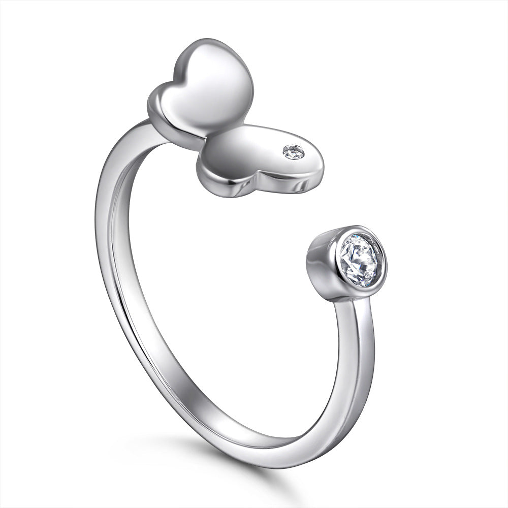 Damen Ring mit filigranem Schmetterlingsdesign und funkelndem Stein Shop Nory