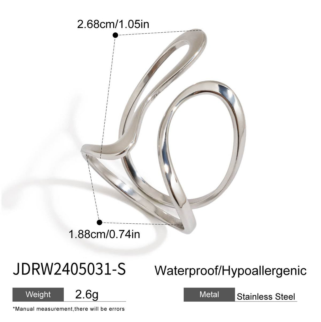 Damen Offener Ring mit elegantem Wellen-Design aus hypoallergenem Edelstahl Shop Nory