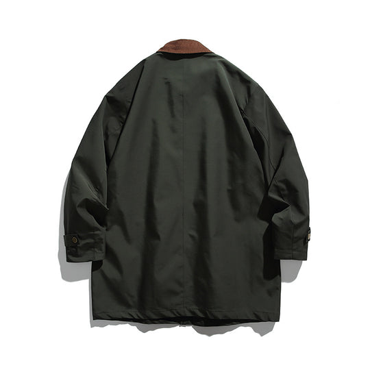 Herren Wachsbeschichteter Outdoor-Mantel mit Cordkragen Shop Nory