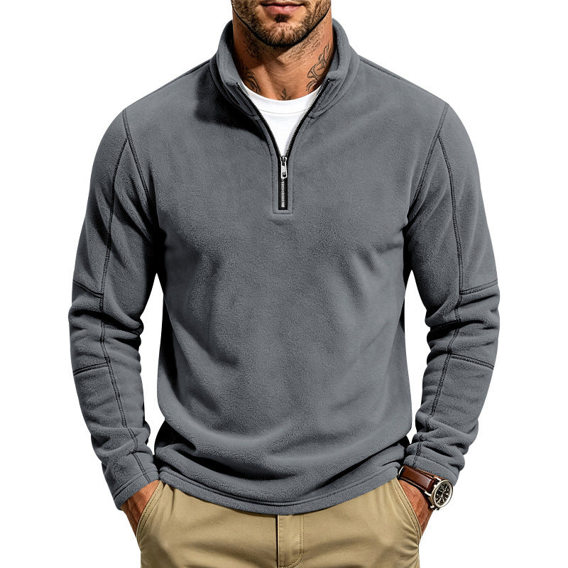 Herren Fleece-Pullover mit kurzem Reißverschluss und Stehkragen Shop Nory