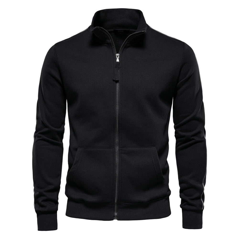 Herren Sweatjacke mit hohem Kragen und durchgehendem Reißverschluss