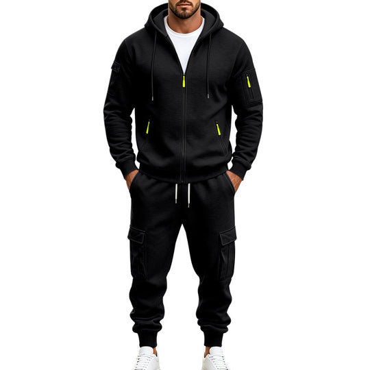 Herren Funktionales Cargo-Sweatset mit Kapuzenjacke und Mehrfachtaschen-Jogger Shop Nory