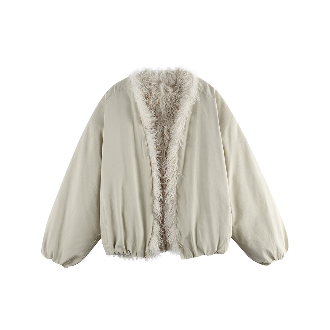 Damen Kurzblouson im Oversize‑Cut mit voluminösem Teddyfutter und elastischem Saum Shop Nory