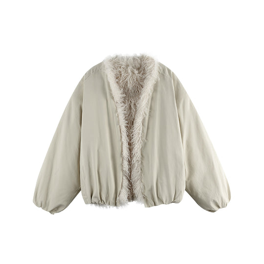 Damen Kurzblouson im Oversize‑Cut mit voluminösem Teddyfutter und elastischem Saum Shop Nory