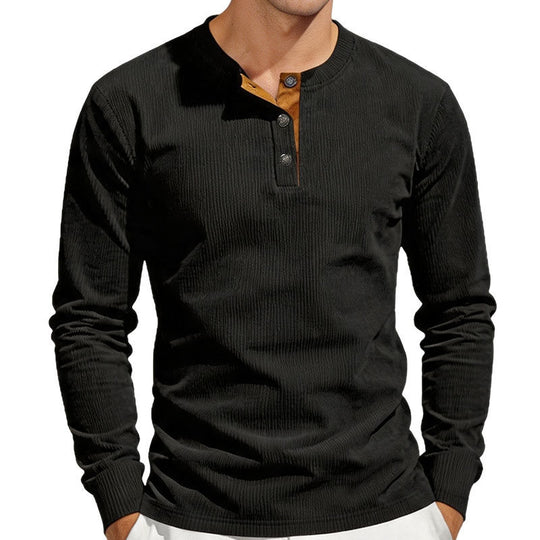 Herren Thermo-Ripp-Langarm-Henleyshirt mit Knopfleiste Shop Nory