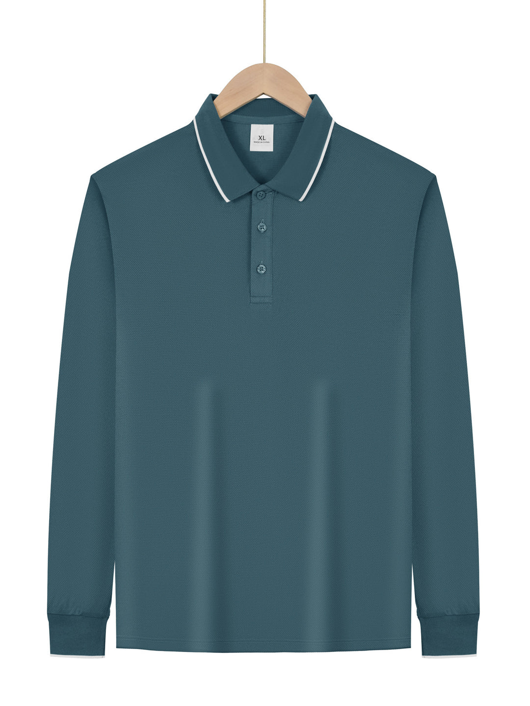 Herren Langarm-Piqué-Polo mit kontrastbesetztem Kragen und Bündchen Shop Nory