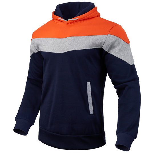 Herren Colorblock-Kapuzenpullover mit hohem Schalkragen, verdeckten Eingrifftaschen und gerippten Bündchen Shop Nory
