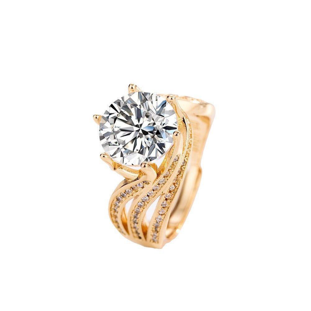 Damen Eleganter Ring mit funkelnden Zirkonia und geschwungenem Design Shop Nory