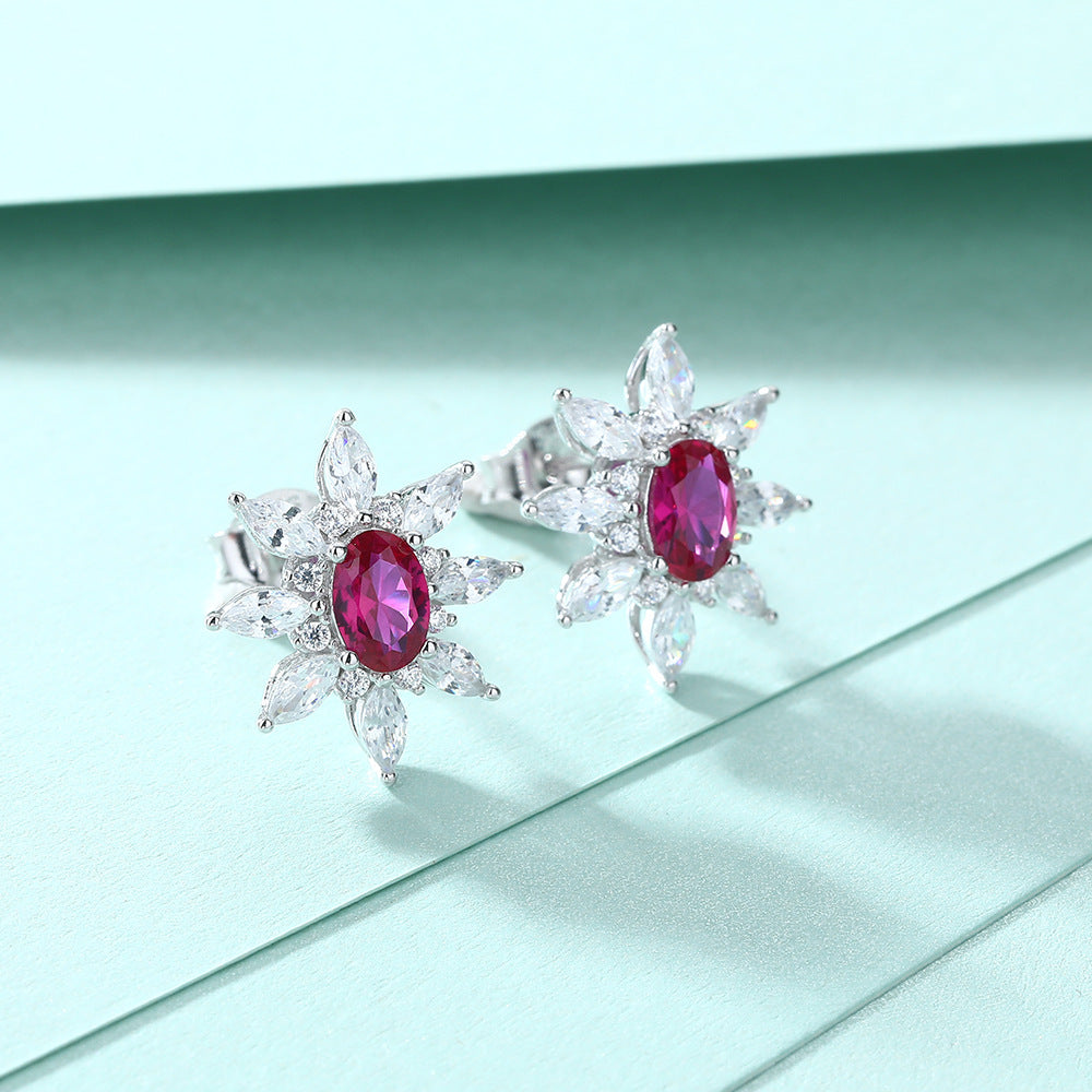 Damen Ohrringe mit funkelndem Kristall und blumigem Design Shop Nory