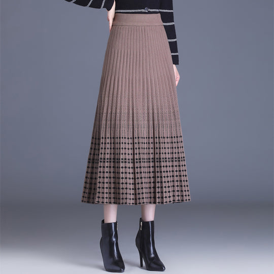 Damen Plissierter Maxirock mit eleganten Muster Shop Nory