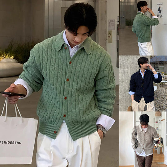 Herren Grobstrick Cardigan mit Knopfleiste Shop Nory