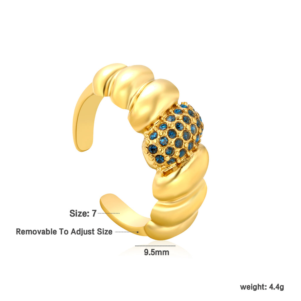 Damen Verstellbarer Ring mit glitzernden Zirkonia und modernen Grüntönen Shop Nory
