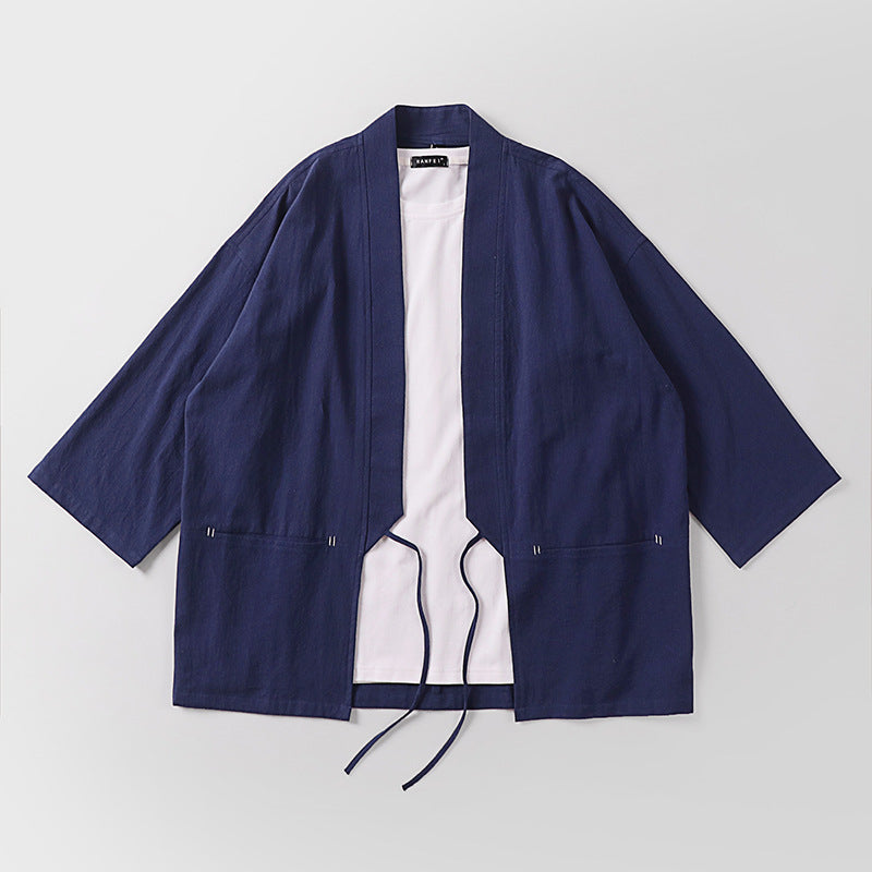 Unisex Kimono-Haori-Jacke mit Bindegürtel und dreiviertelärmeln Shop Nory