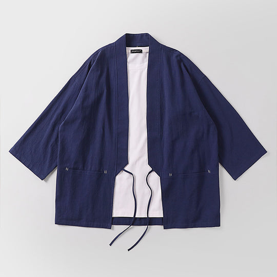 Unisex Kimono-Haori-Jacke mit Bindegürtel und dreiviertelärmeln Shop Nory