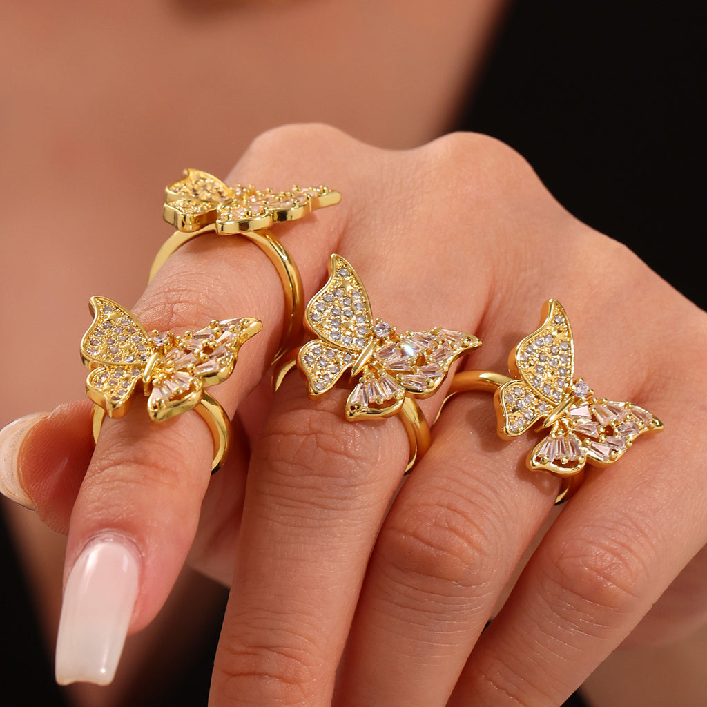 Damenring mit Schmetterlingsdesign und funkelndem Zirkon Shop Nory