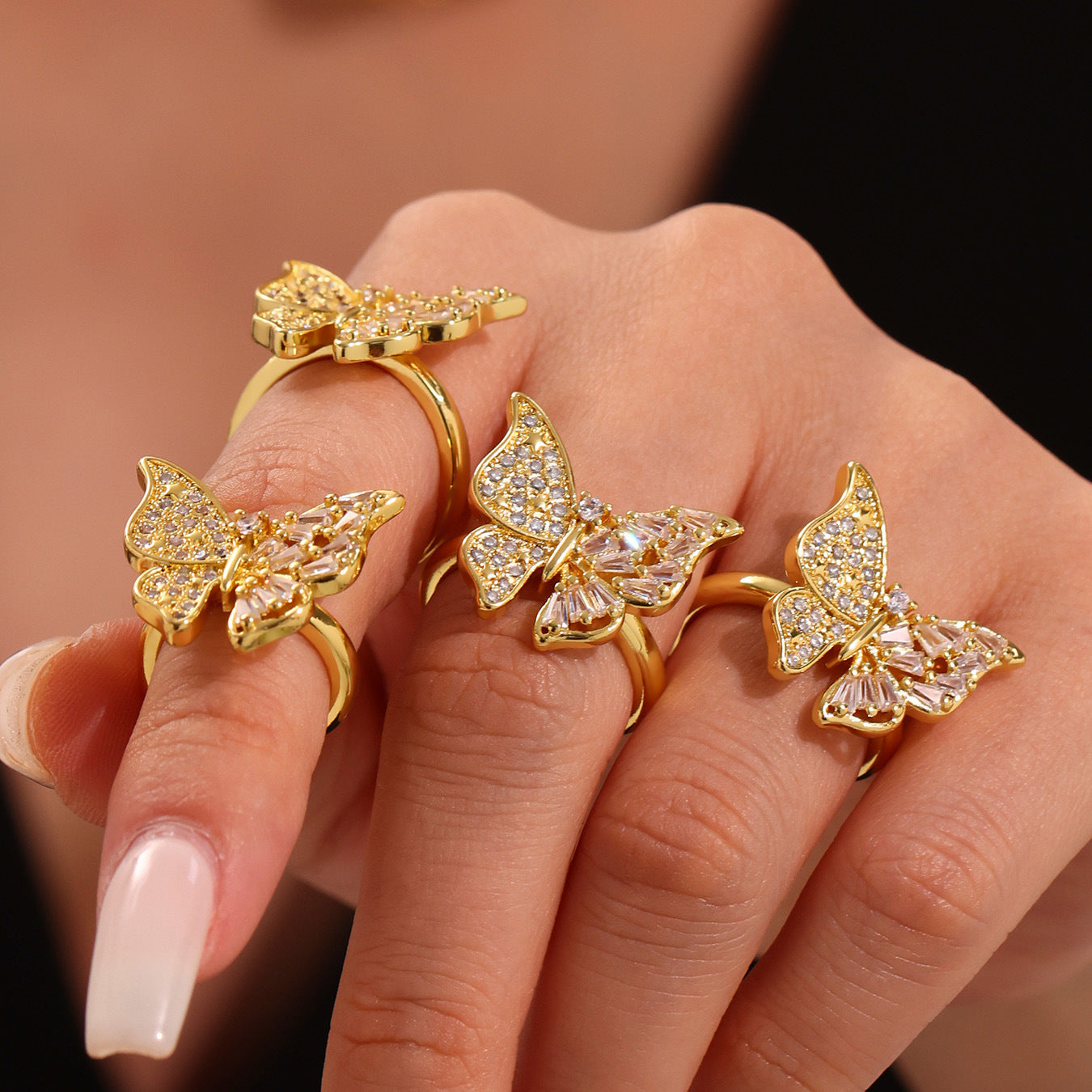 Damenring mit Schmetterlingsdesign und funkelndem Zirkon Shop Nory