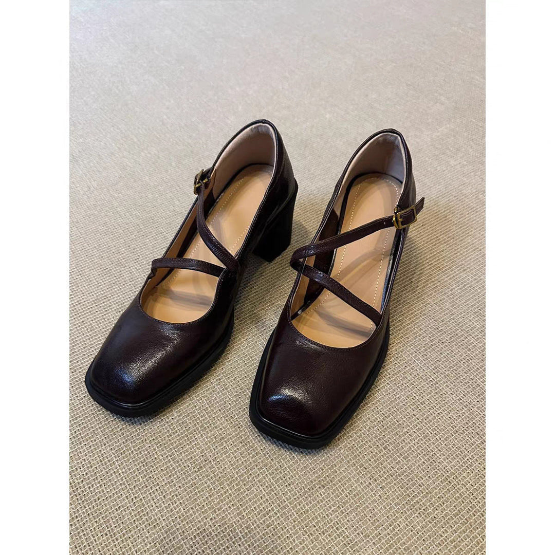 Damen elegante Mary Jane Pumps mit modischem Riemchen-Design