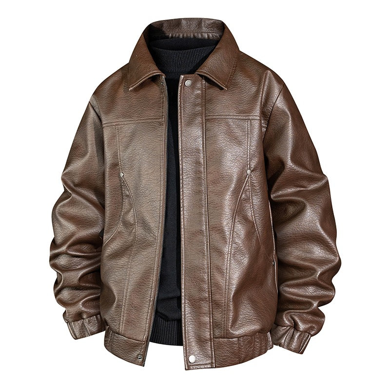 Herren Modische Kunstleder-Bomberjacke Shop Nory