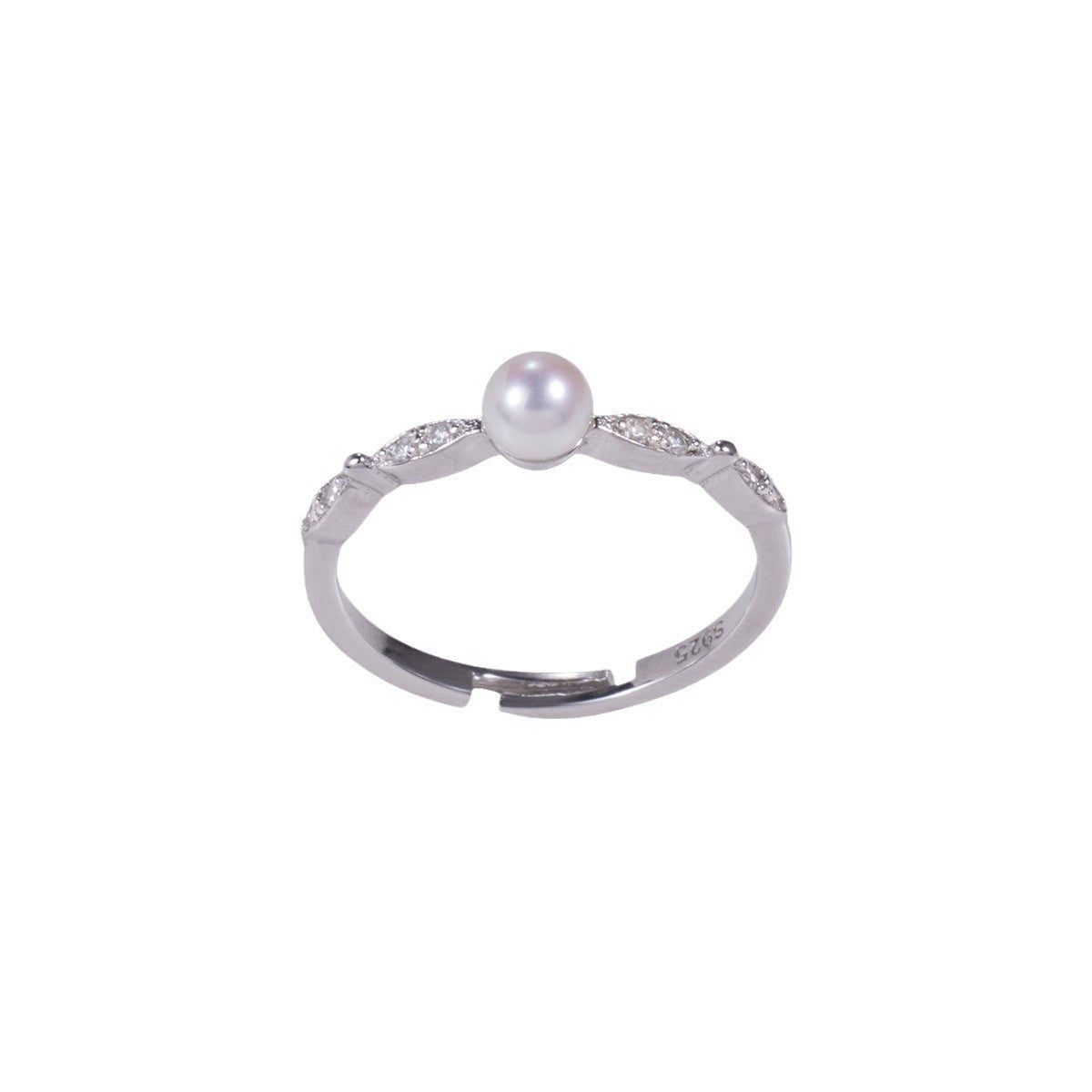 Damenring mit eleganter Perle und glitzernden Zirkonia Shop Nory