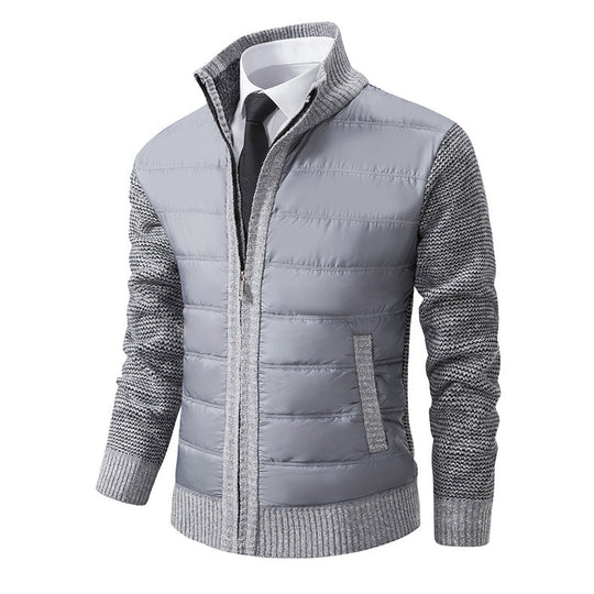 Herren gesteppte Hybridjacke mit modernem Kragen und elastischen Bündchen
