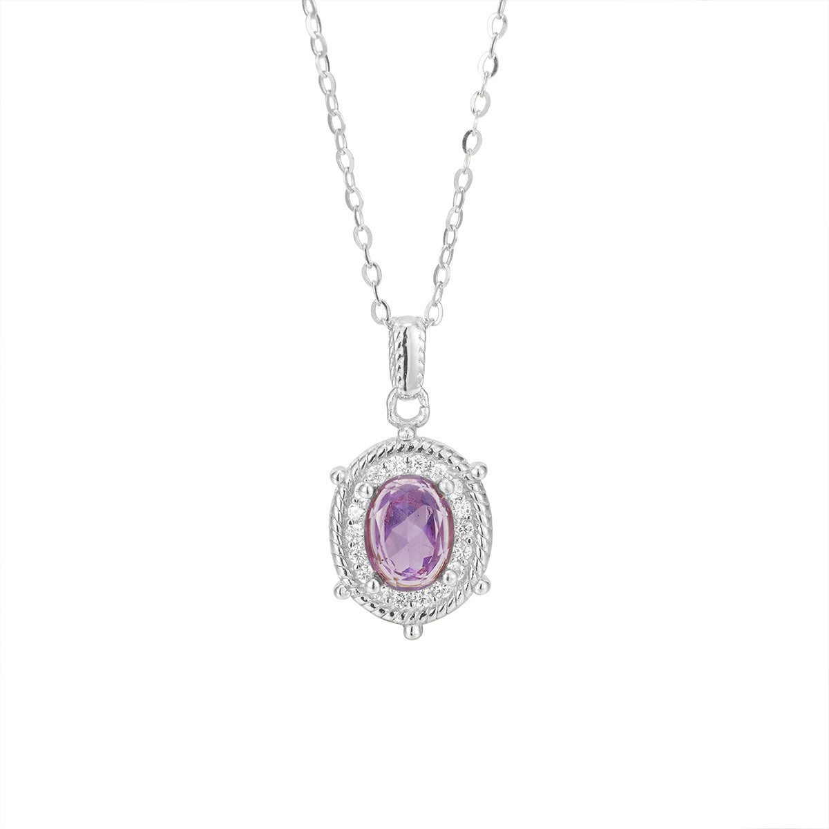 Damen Halskette mit ovalem Anhänger und detaillierter Zirkonia-Verzierung Shop Nory