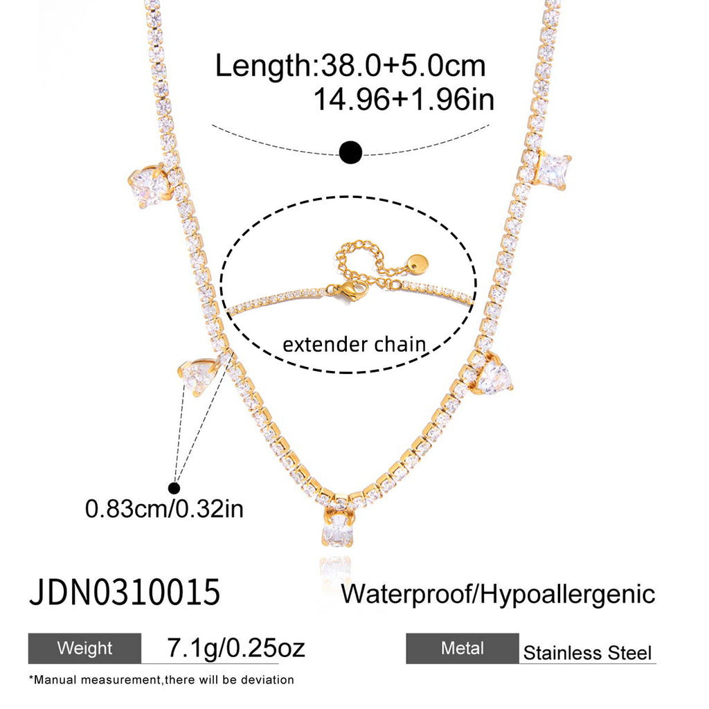 Damen elegante Halskette mit funkelnden Zirkonia und verstellbarer Verlängerung Shop Nory