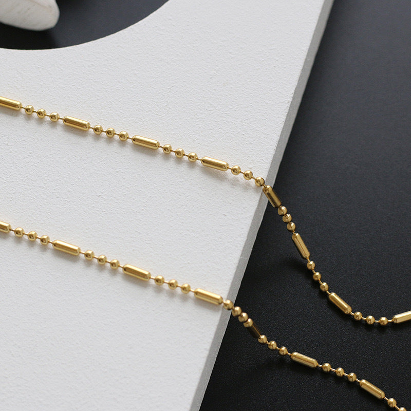 Damen Elegante Goldperlen- und Röhrenketten-Halskette Shop Nory