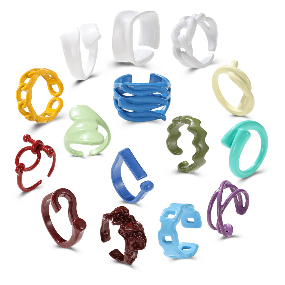 Damen Modischer Offener Fingerring aus hochwertigem Kunststoff Shop Nory