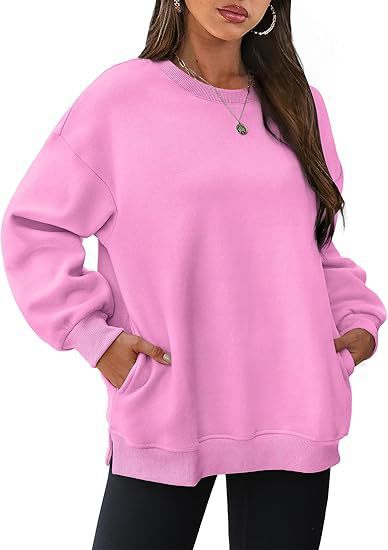 Damen nan lässiger Oversize-Sweatpullover mit seitlichen Eingrifftaschen, geripptem Saum und überschnittener Schulter Shop Nory