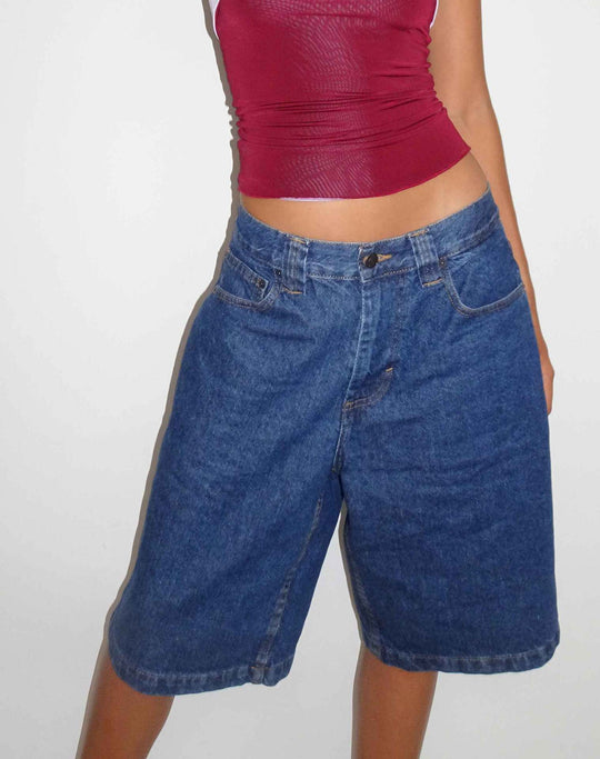 Damen lässige Denim-Shorts mit weitem Schnitt und hohen Seitentaschen