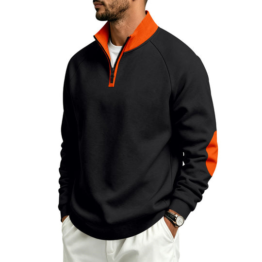 Herren Halbzip-Pullover mit Stehkragen und Ellbogen-Patches Shop Nory