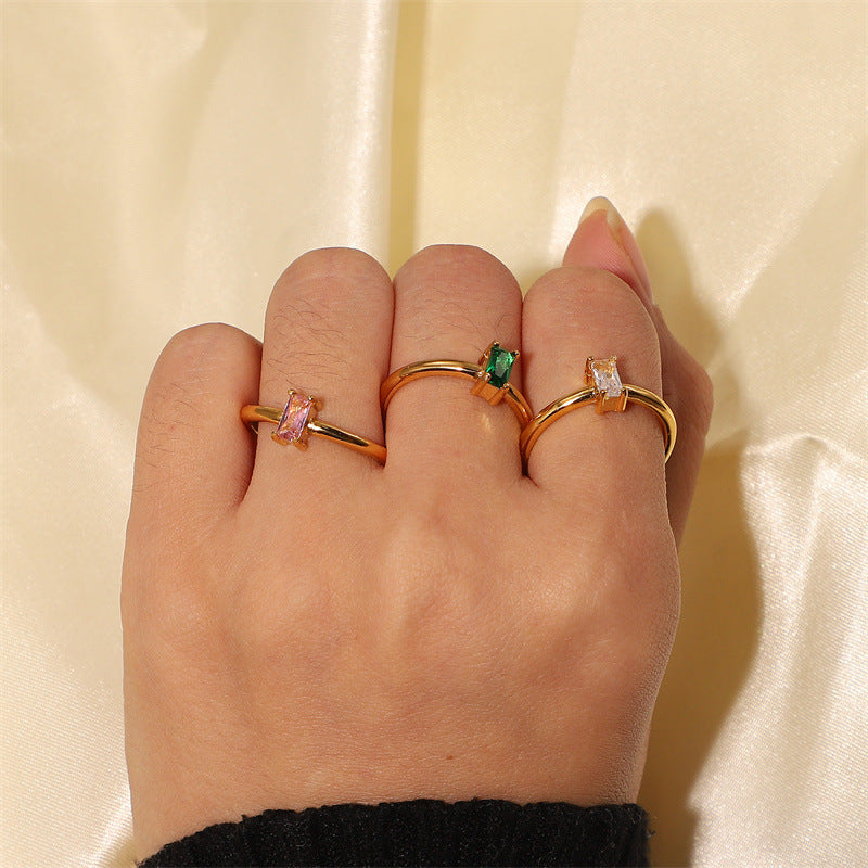 Damen eleganter Ring mit aquamarinfarbener Steinfassung Shop Nory