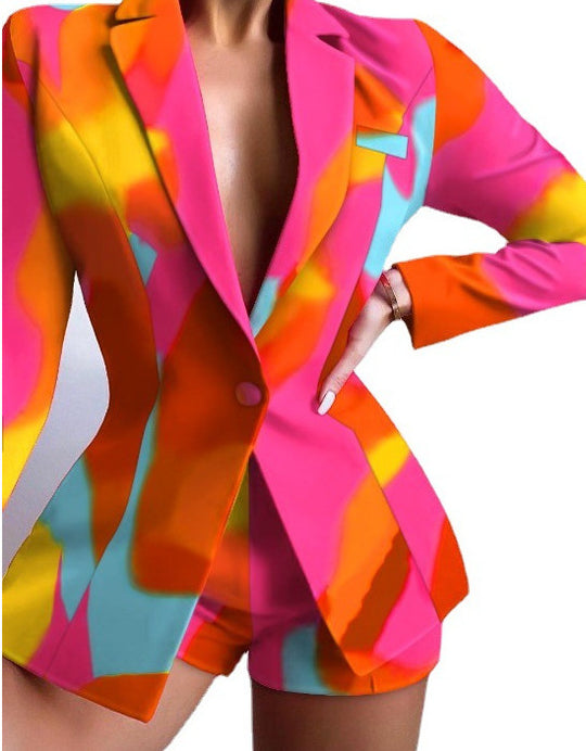 Damen taillierter Zebra-Muster-Longblazer mit betonter Taille und Single-Button Shop Nory