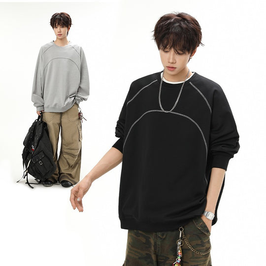 Herren Lockeres Sweatshirt aus Frottee mit dekorativen Sattel- und Steppnähten Shop Nory