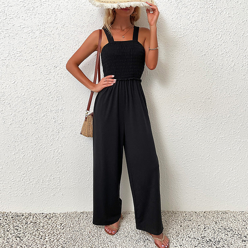 Damen Jumpsuit mit weitem Bein und elastischem Oberteil