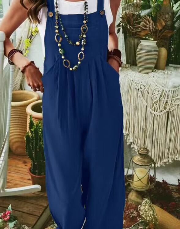 Damen Lässiger Jumpsuit mit praktischem Taschendesign und weiten Beinen