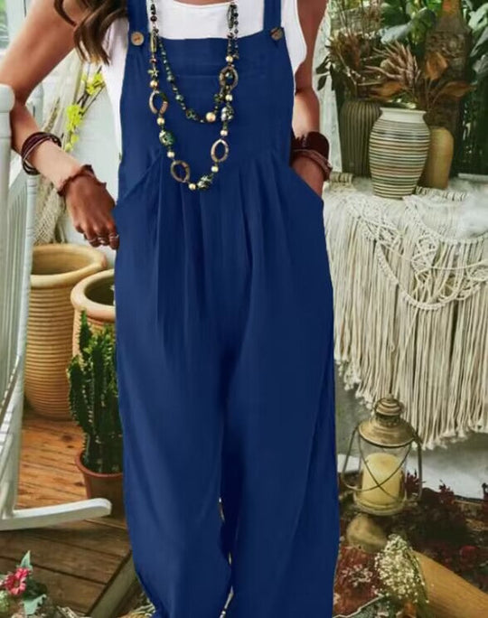 Damen Lässiger Jumpsuit mit praktischem Taschendesign und weiten Beinen
