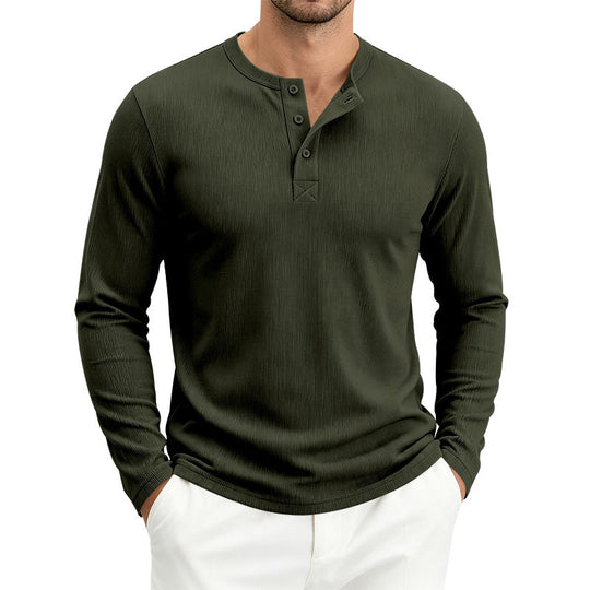 Herren Henley-Langarmshirt aus Soft-Waffeljersey mit leichtem Stretch und flacher Knopfleiste Shop Nory