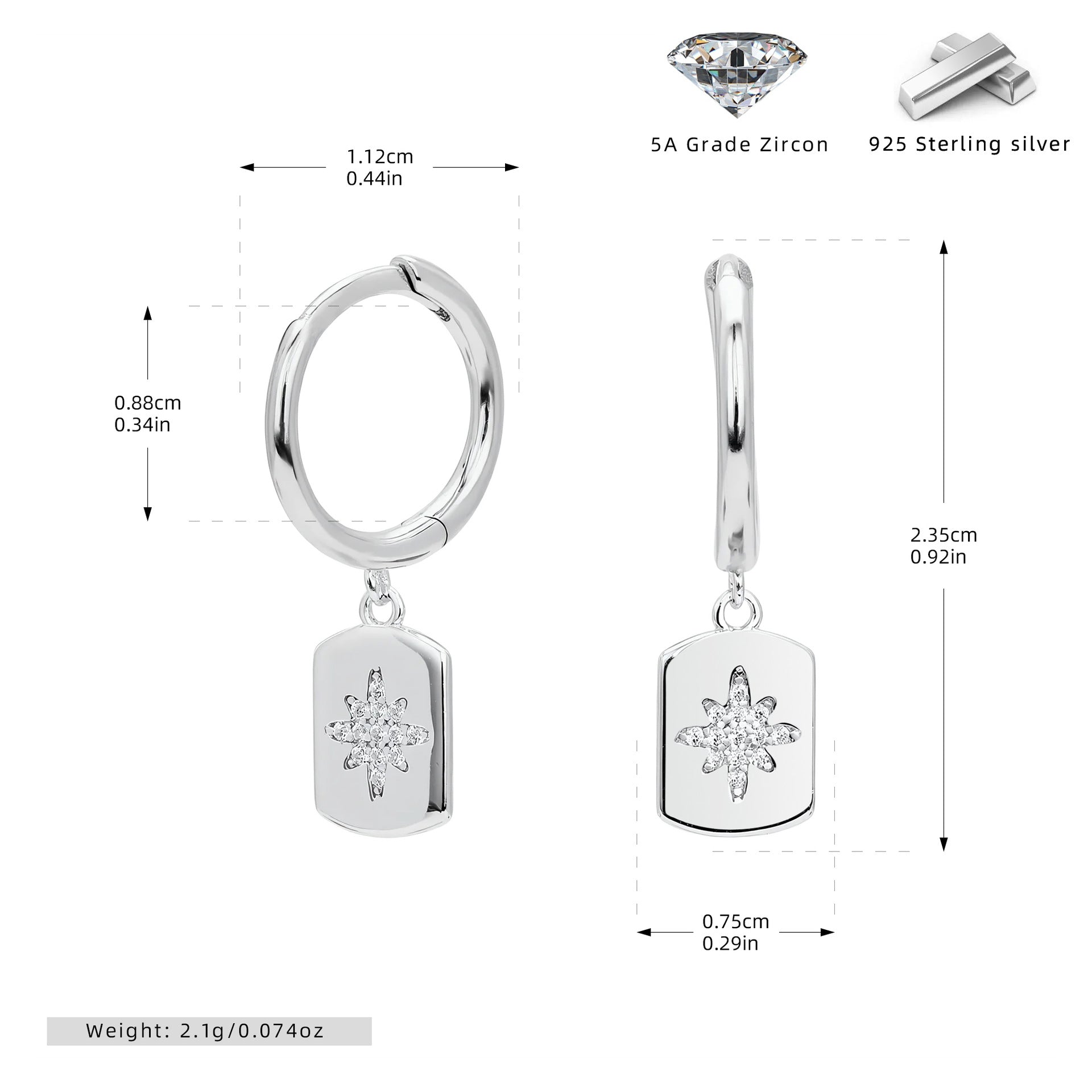 Damen Ohrhänger mit funkelndem Zirkon und modernem Design Shop Nory