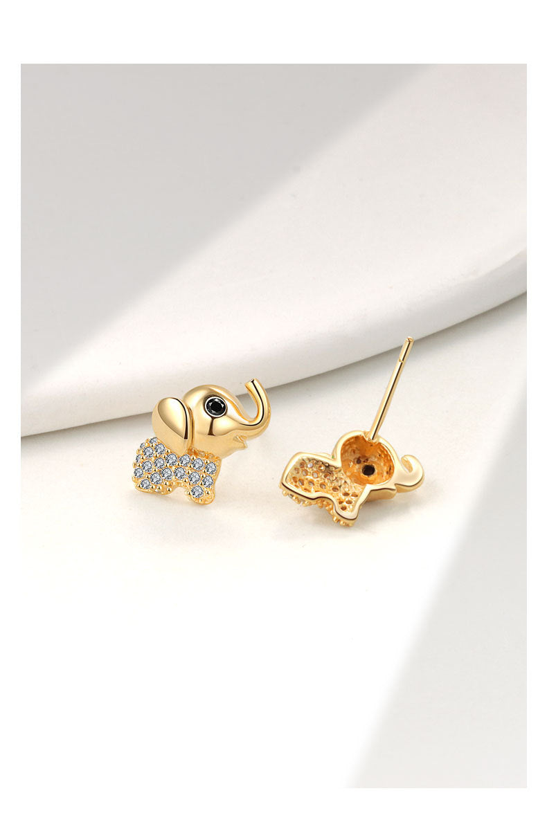 1 Paar 18K vergoldete 925 Sterling Silber Zirkon 925 Sterling Silber Ohrringe Elefanten Ohrstecker | Shop Nory