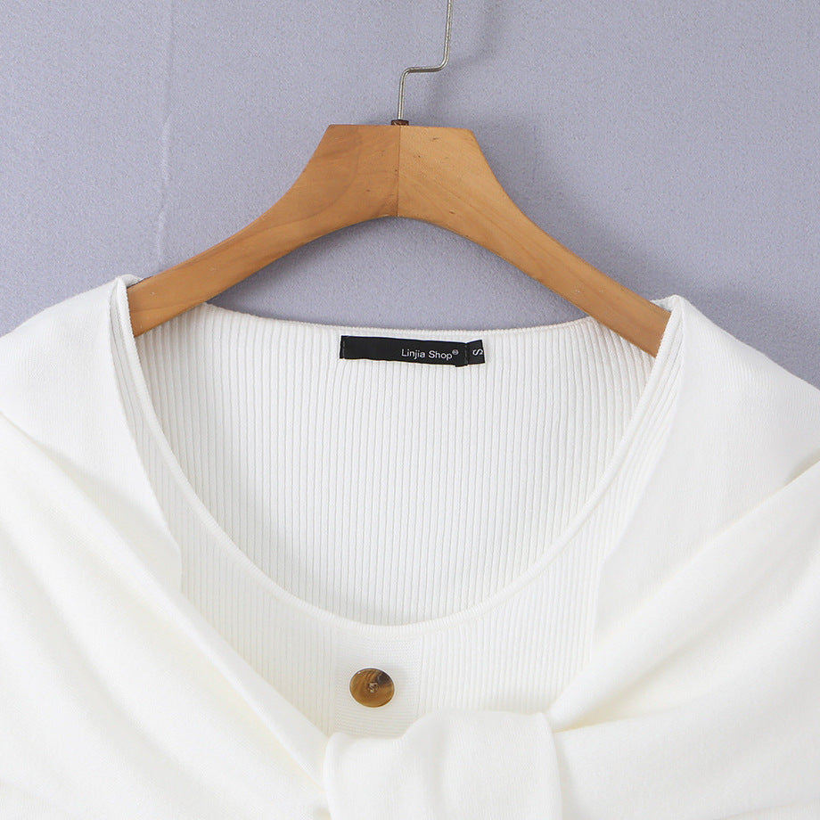 Damen Schulterstrick-Cardigan mit abnehmbarem Schultertuch-Detail Shop Nory
