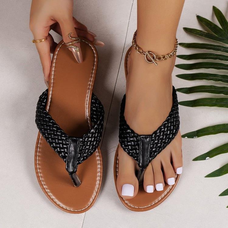 Damen geflochtene Zehentrenner-Sandalen