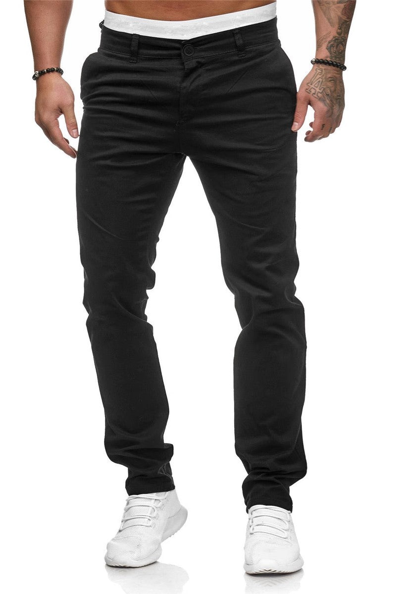 Herren Slim-Fit Chinohosen mit elastischem Bund und praktischen Taschen