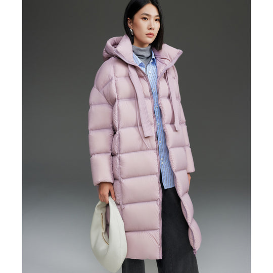 Damen Oversized Stepp-Daunenmantel mit Kapuze und verlängerter Silhouette Shop Nory